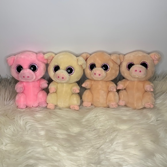 Ty Beanie Boo 4 plush pigs piglets Posey Piggley